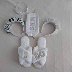 White Bridal Accessories Set, New